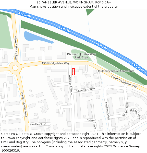 26, WHEELER AVENUE, WOKINGHAM, RG40 5AH: Location map and indicative extent of plot