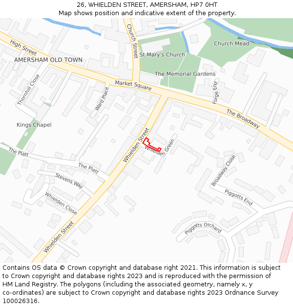 26, WHIELDEN STREET, AMERSHAM, HP7 0HT: Location map and indicative extent of plot