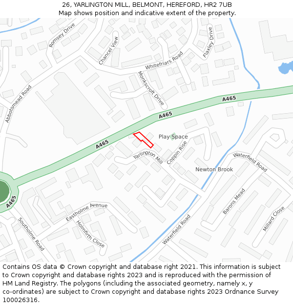 26, YARLINGTON MILL, BELMONT, HEREFORD, HR2 7UB: Location map and indicative extent of plot