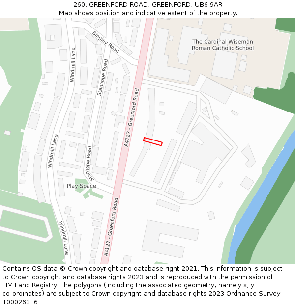 260, GREENFORD ROAD, GREENFORD, UB6 9AR: Location map and indicative extent of plot