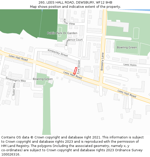 260, LEES HALL ROAD, DEWSBURY, WF12 9HB: Location map and indicative extent of plot
