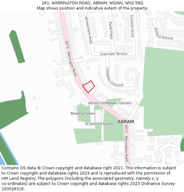 261, WARRINGTON ROAD, ABRAM, WIGAN, WN2 5RQ: Location map and indicative extent of plot