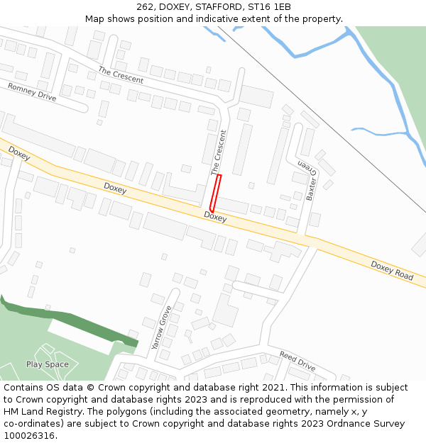 262, DOXEY, STAFFORD, ST16 1EB: Location map and indicative extent of plot