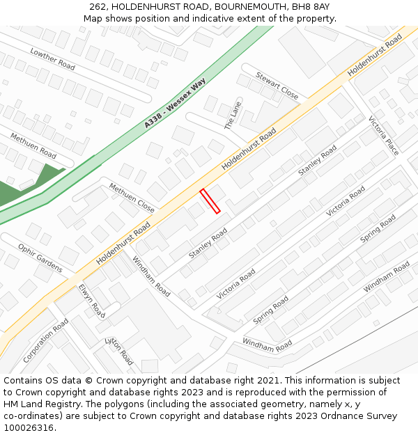 262, HOLDENHURST ROAD, BOURNEMOUTH, BH8 8AY: Location map and indicative extent of plot