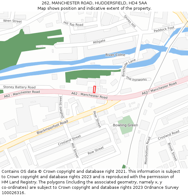 262, MANCHESTER ROAD, HUDDERSFIELD, HD4 5AA: Location map and indicative extent of plot