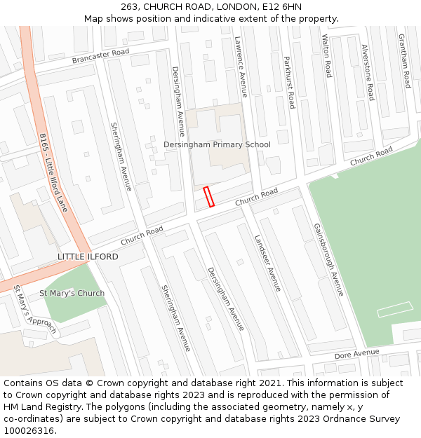 263, CHURCH ROAD, LONDON, E12 6HN: Location map and indicative extent of plot