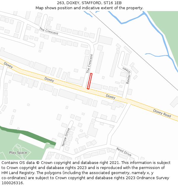 263, DOXEY, STAFFORD, ST16 1EB: Location map and indicative extent of plot
