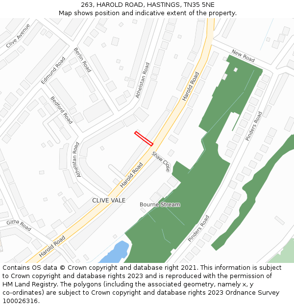 263, HAROLD ROAD, HASTINGS, TN35 5NE: Location map and indicative extent of plot
