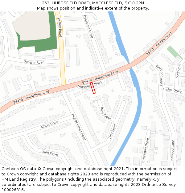 263, HURDSFIELD ROAD, MACCLESFIELD, SK10 2PN: Location map and indicative extent of plot