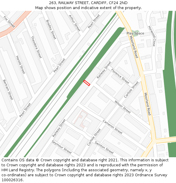 263, RAILWAY STREET, CARDIFF, CF24 2ND: Location map and indicative extent of plot