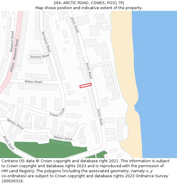 264, ARCTIC ROAD, COWES, PO31 7PJ: Location map and indicative extent of plot