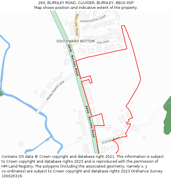 264, BURNLEY ROAD, CLIVIGER, BURNLEY, BB10 4SP: Location map and indicative extent of plot