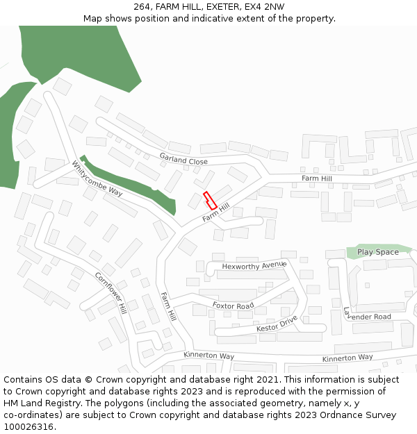 264, FARM HILL, EXETER, EX4 2NW: Location map and indicative extent of plot