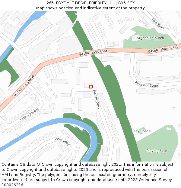 265, FOXDALE DRIVE, BRIERLEY HILL, DY5 3GX: Location map and indicative extent of plot
