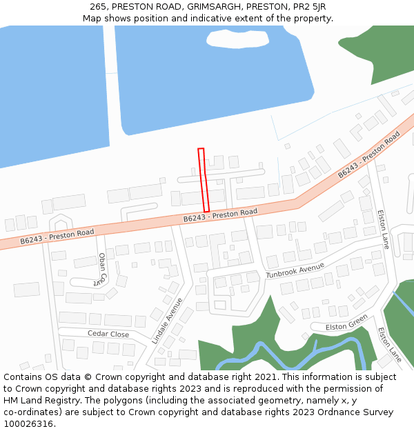 265, PRESTON ROAD, GRIMSARGH, PRESTON, PR2 5JR: Location map and indicative extent of plot