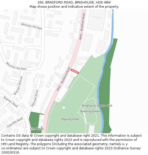 266, BRADFORD ROAD, BRIGHOUSE, HD6 4BW: Location map and indicative extent of plot