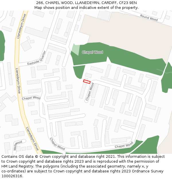 266, CHAPEL WOOD, LLANEDEYRN, CARDIFF, CF23 9EN: Location map and indicative extent of plot