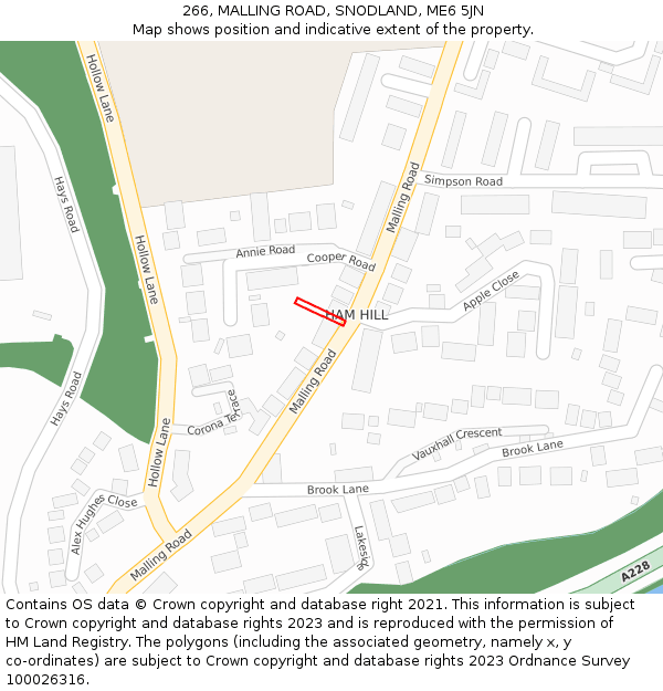 266, MALLING ROAD, SNODLAND, ME6 5JN: Location map and indicative extent of plot