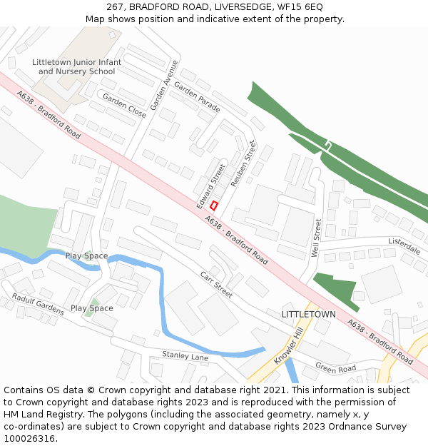 267, BRADFORD ROAD, LIVERSEDGE, WF15 6EQ: Location map and indicative extent of plot