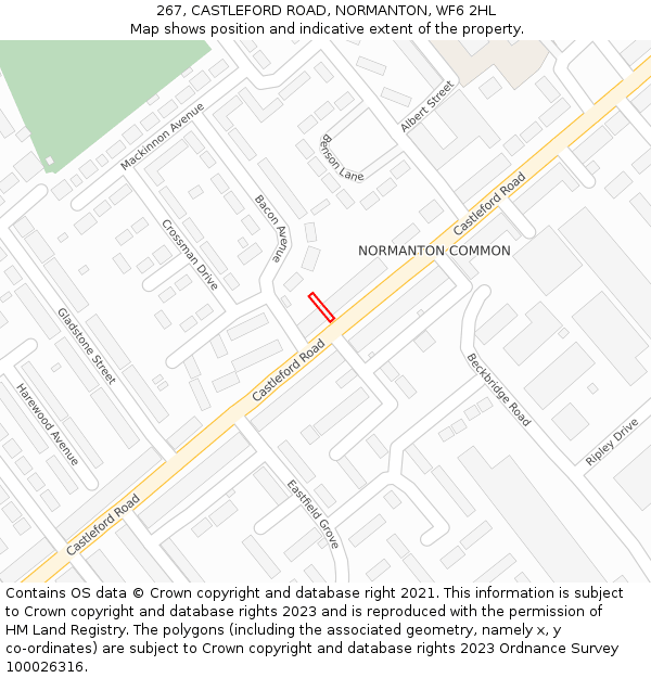 267, CASTLEFORD ROAD, NORMANTON, WF6 2HL: Location map and indicative extent of plot