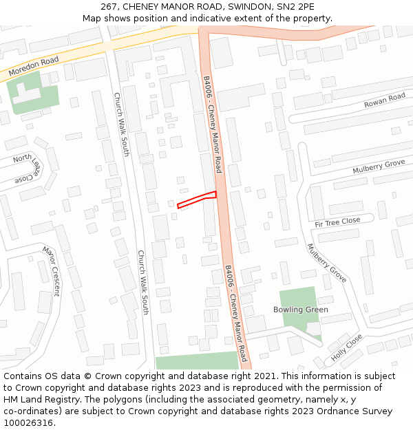 267, CHENEY MANOR ROAD, SWINDON, SN2 2PE: Location map and indicative extent of plot