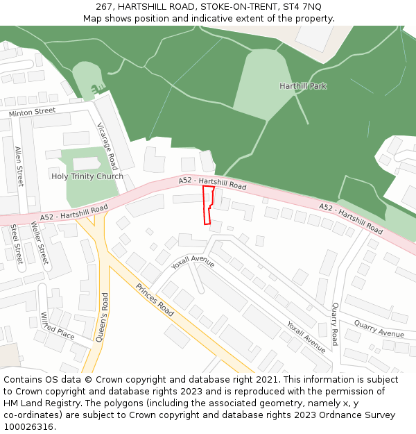 267, HARTSHILL ROAD, STOKE-ON-TRENT, ST4 7NQ: Location map and indicative extent of plot