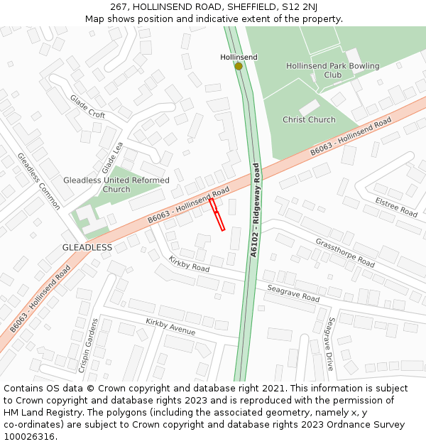 267, HOLLINSEND ROAD, SHEFFIELD, S12 2NJ: Location map and indicative extent of plot