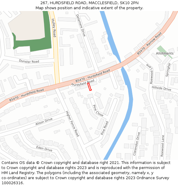 267, HURDSFIELD ROAD, MACCLESFIELD, SK10 2PN: Location map and indicative extent of plot