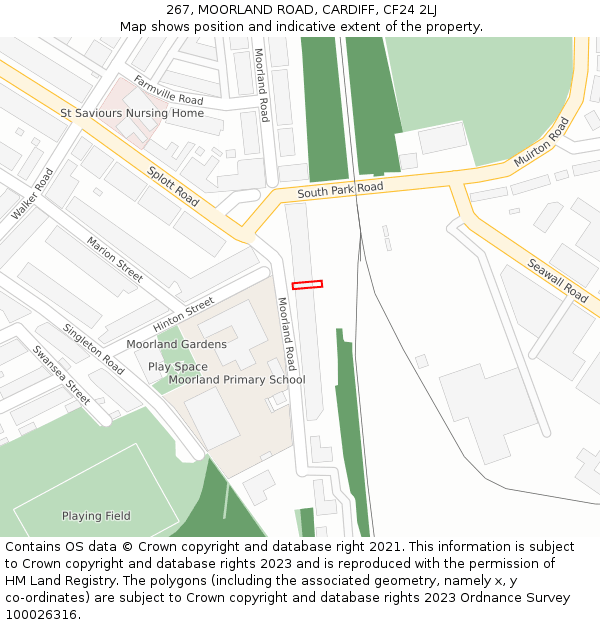 267, MOORLAND ROAD, CARDIFF, CF24 2LJ: Location map and indicative extent of plot