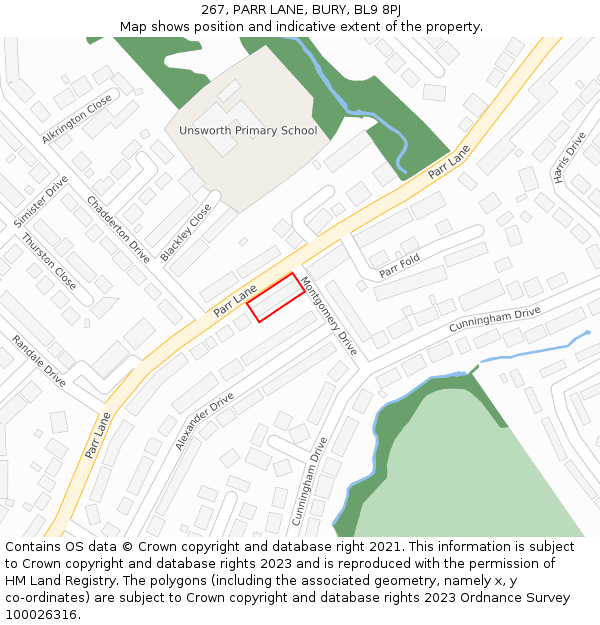 267, PARR LANE, BURY, BL9 8PJ: Location map and indicative extent of plot