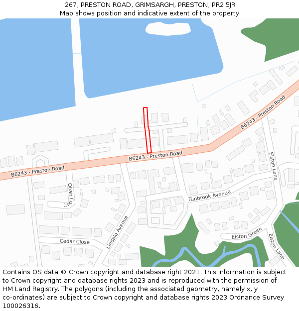 267, PRESTON ROAD, GRIMSARGH, PRESTON, PR2 5JR: Location map and indicative extent of plot