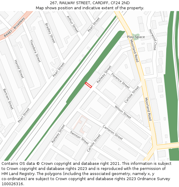 267, RAILWAY STREET, CARDIFF, CF24 2ND: Location map and indicative extent of plot