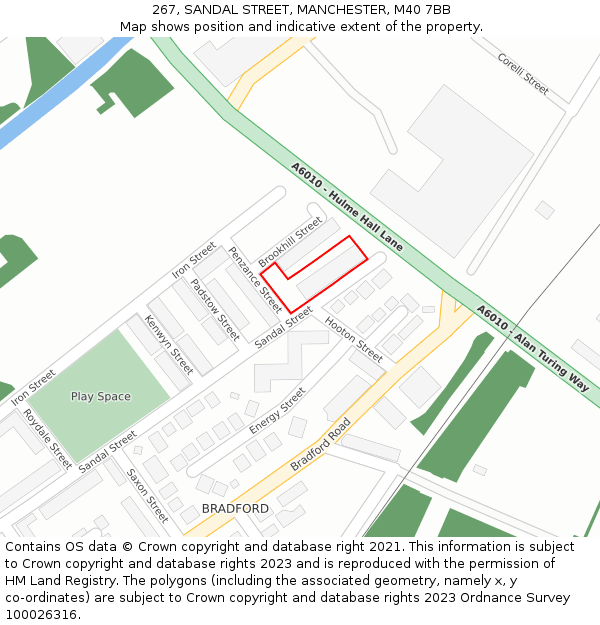 267, SANDAL STREET, MANCHESTER, M40 7BB: Location map and indicative extent of plot