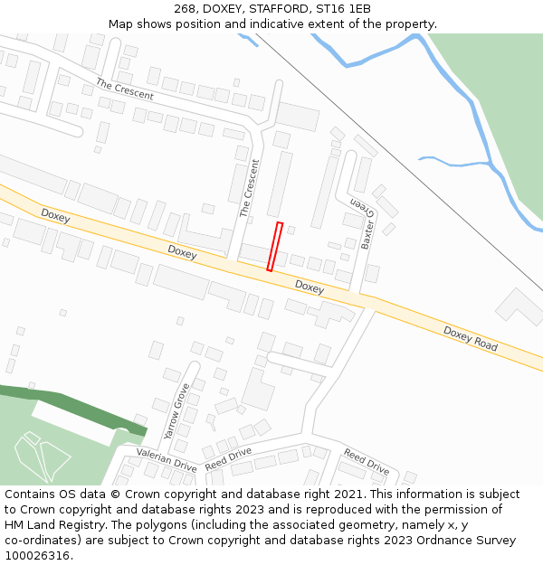 268, DOXEY, STAFFORD, ST16 1EB: Location map and indicative extent of plot