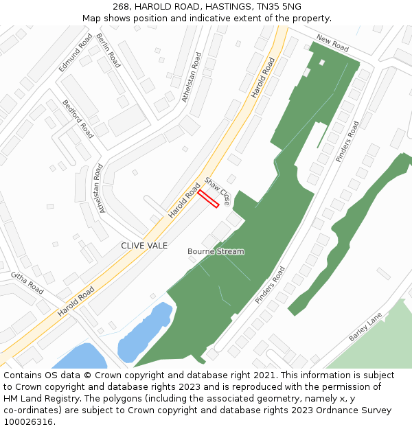 268, HAROLD ROAD, HASTINGS, TN35 5NG: Location map and indicative extent of plot