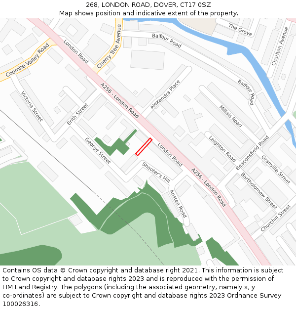 268, LONDON ROAD, DOVER, CT17 0SZ: Location map and indicative extent of plot