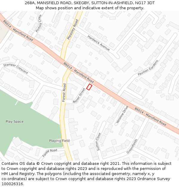 268A, MANSFIELD ROAD, SKEGBY, SUTTON-IN-ASHFIELD, NG17 3DT: Location map and indicative extent of plot