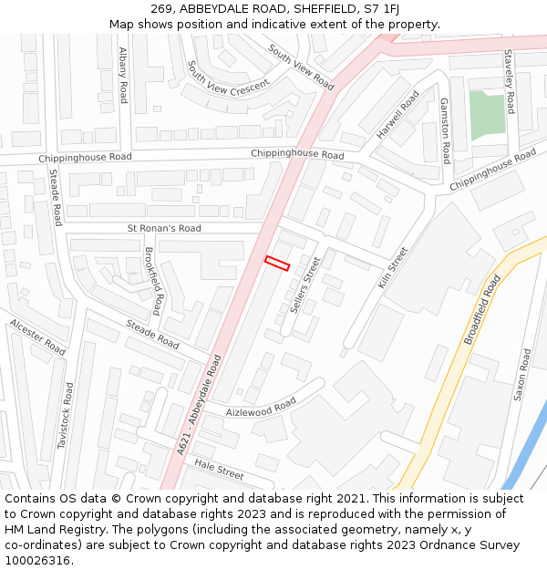 269, ABBEYDALE ROAD, SHEFFIELD, S7 1FJ: Location map and indicative extent of plot