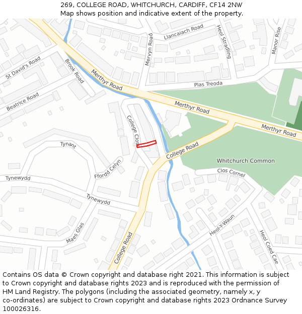 269, COLLEGE ROAD, WHITCHURCH, CARDIFF, CF14 2NW: Location map and indicative extent of plot
