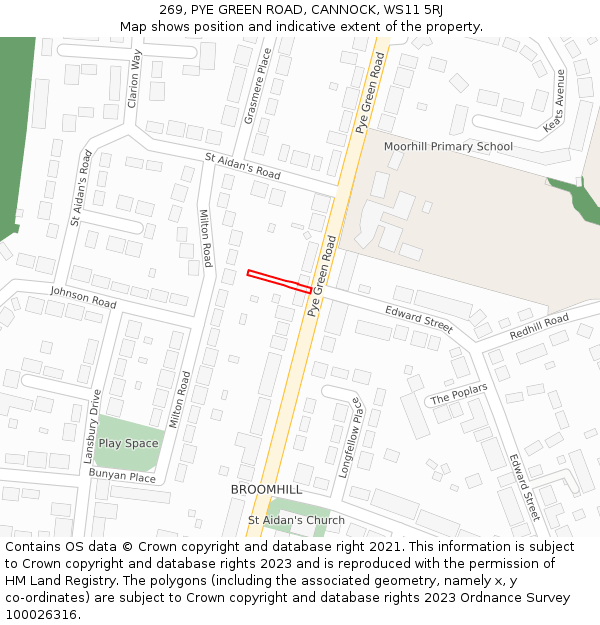 269, PYE GREEN ROAD, CANNOCK, WS11 5RJ: Location map and indicative extent of plot