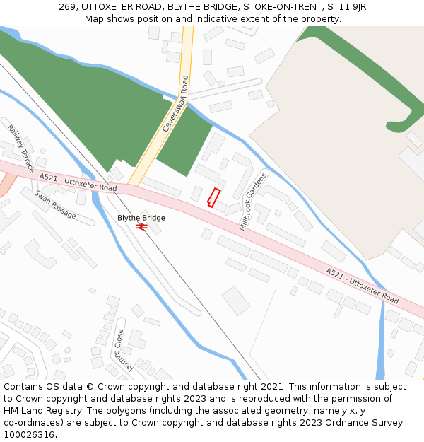 269, UTTOXETER ROAD, BLYTHE BRIDGE, STOKE-ON-TRENT, ST11 9JR: Location map and indicative extent of plot