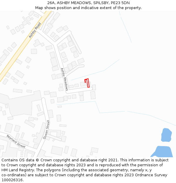 26A, ASHBY MEADOWS, SPILSBY, PE23 5DN: Location map and indicative extent of plot