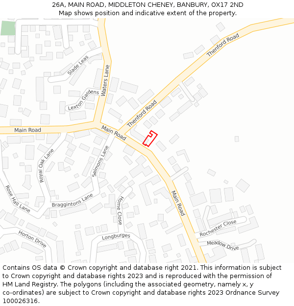 26A, MAIN ROAD, MIDDLETON CHENEY, BANBURY, OX17 2ND: Location map and indicative extent of plot