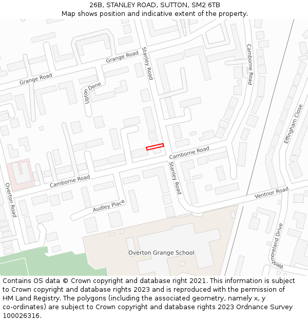 26B, STANLEY ROAD, SUTTON, SM2 6TB: Location map and indicative extent of plot