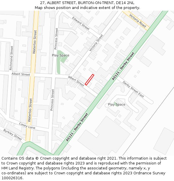 27, ALBERT STREET, BURTON-ON-TRENT, DE14 2NL: Location map and indicative extent of plot
