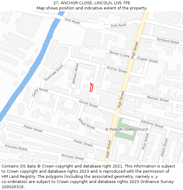 27, ANCHOR CLOSE, LINCOLN, LN5 7PE: Location map and indicative extent of plot