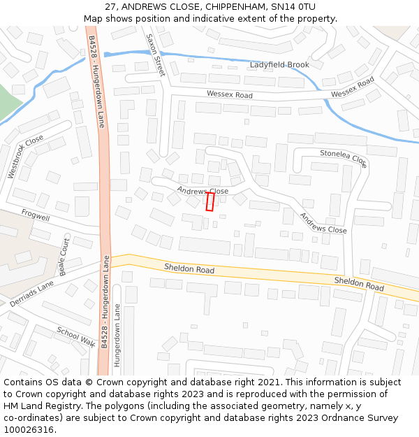 27, ANDREWS CLOSE, CHIPPENHAM, SN14 0TU: Location map and indicative extent of plot