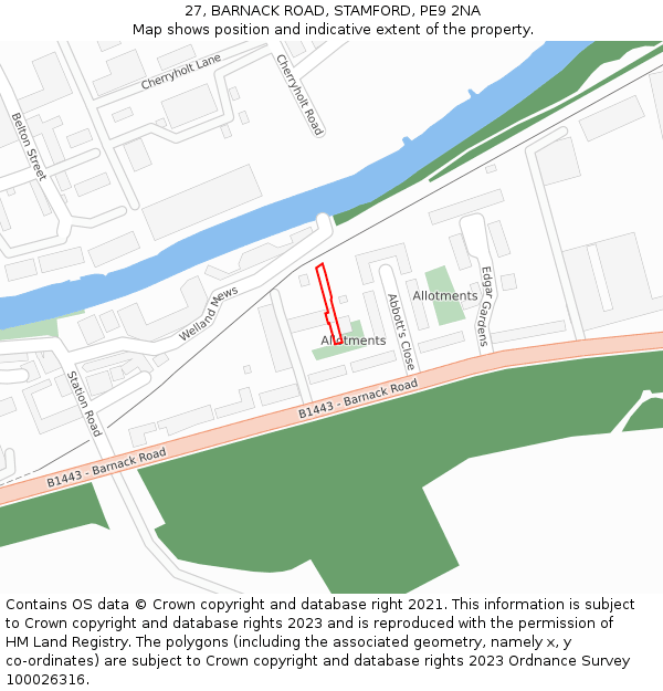 27, BARNACK ROAD, STAMFORD, PE9 2NA: Location map and indicative extent of plot