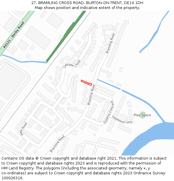 27, BRAMLING CROSS ROAD, BURTON-ON-TRENT, DE14 1DH: Location map and indicative extent of plot