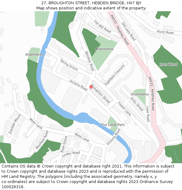 27, BROUGHTON STREET, HEBDEN BRIDGE, HX7 8JY: Location map and indicative extent of plot